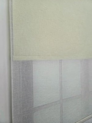 aklow akyoleticaret Keten Kumaşlı Çift Mekanizmalı Tül Stor Perde MT3000 220X200 Krem