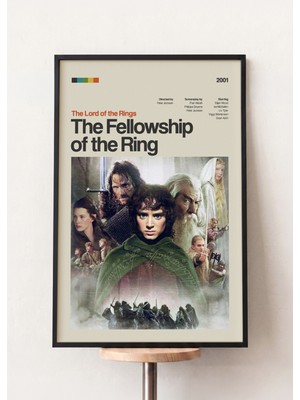Pena Tablo The Lord Of The Rings Retro Film Posteri Siyah Çerçeveli Tablo - Yüzüklerin Efendisi Yüzük Kardeşliği Film Posteri