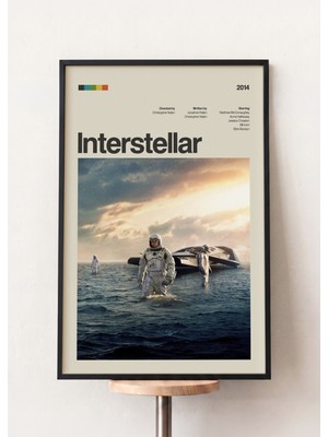 Pena Tablo Interstellar Retro Film Posteri Siyah Çerçeveli Tablo