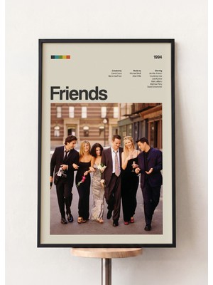 Pena Tablo Friends Retro Dizi Posteri Siyah Çerçeveli Tablo - Dizi Tabloları
