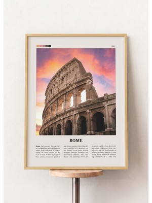 Pena Tablo Roma Şehir Posteri Ahşap Çerçeveli Tablo - Şehir Posterleri ve Seyahat Tabloları