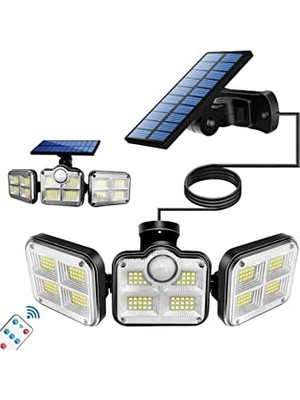 aklow akyoleticaret Solar Güneş Enerjili 122 Ledli Hareket Sensörlü Bahçe Aydınlatma Sokak Lambası Kumandalı 1430