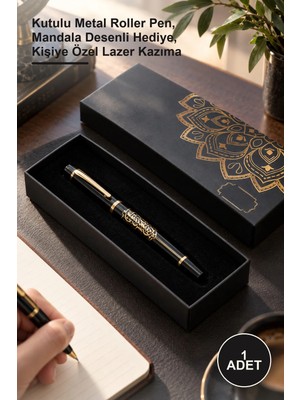 Yenilig 1 Adet Besmele Kabartmalı Roller Kalem – Kutulu Metal Roller Pen, Mandala Desenli Hediye, Kişiye Özel Lazer Kazıma