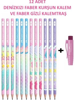 aklow akyoleticaret Denizkızı Temalı 2b Kurşun Kalem Seti, 12'li, Gizli Kalemtraşlı