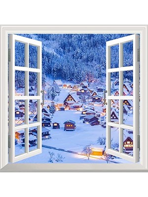 aklow akyoleticaret Yapışkanlı Sticker Pencere Poster Duvar Kağıdı Shirakawago