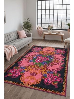aklow akyoleticaret Alona Karabağ Şönil Kaymaz Doğal Pamuk Tabanlı Yıkanabilir Antibakteriyel Çevre Dostu Salon Halısı 200X300