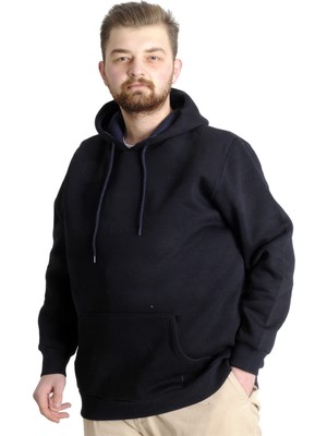 ModeXL Mode XL Erkek Sweatshirt Kapşon Pocket Basic 20562 Lacivert