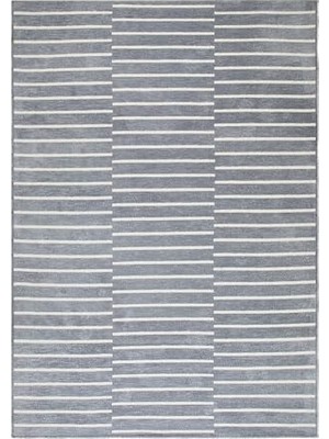 aklow akyoleticaret Gri Renk Çizgi Desenli Şönil Halı Kilim 120 x 180 cm