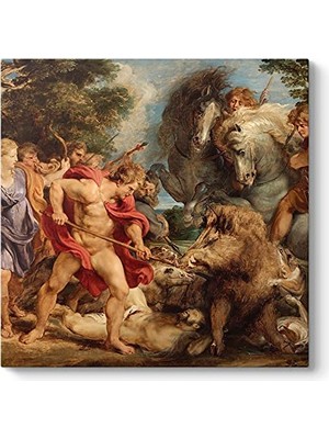 aklow akyoleticaret Calydonian Yaban Domuzu Avı Duvar Tablosu, 80 x 80