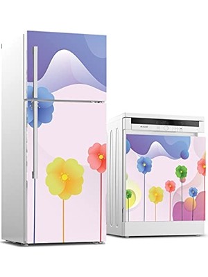 aklow akyoleticaret Renkli Çiçek Desenli Beyaz Eşya Sticker Kaplaması