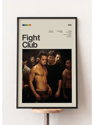 Pena Tablo Fight Club Retro Film Posteri Siyah Çerçeveli Tablo - Dövüş Kulübü Film Poster Tablo