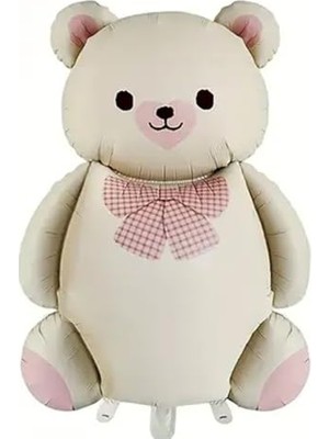 aklow akyoleticaret Ayıcık Teddy Folyo Balon Pembe Papyonlu