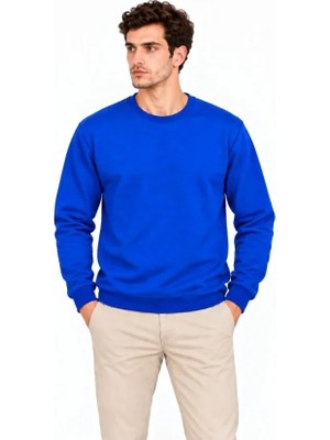 Mç Plus Erkek Bisiklet Yaka Içi Şardonlu 2 Iplik Düz Uzun Kollu Regular Fit Sweatshirt - Mavi