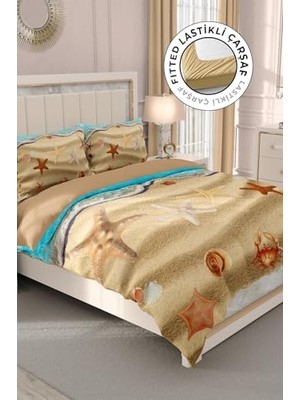 aklow akyoleticaret %100 Pamuk Saten Çift Kişilik Nevresim Takımı Beach Stars, MONOHOME33248