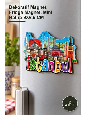 Yenilig 2 Adet Istanbul Temalı Ahşap Buzdolabı Süsü – Dekoratif Magnet, Fridge Magnet, Mini Hatıra 9x6,5 cm