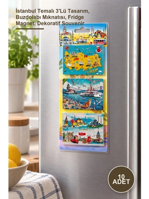 Yenilig 10 Adet Silikon Magnet Seti – Istanbul Temalı 3'lü Tasarım, Buzdolabı Mıknatısı, Fridge Magnet, Dekoratif Souvenir