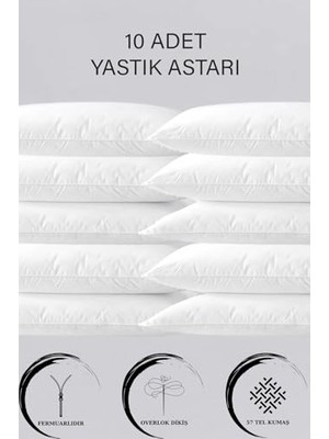 aklow akyoleticaret Yastık, 10 Adet Fermuarlı Astarı | 50X70 cm Fermuarlı Beyaz Yastık Kılıfı |yastık Iç Kılıfı Şilte Milt 10 Adet 50 x 70