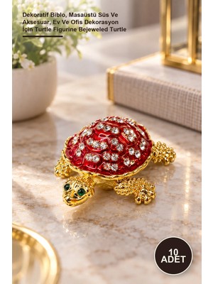 Yenilig 10 Adet Taşlı Kaplumbağa Figür – Dekoratif Biblo, Masaüstü Süs ve Aksesuar, Ev ve Ofis Dekorasyon Için Turtle Figurine Bejeweled Turtle