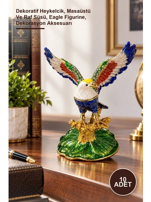 Yenilig 10 Adet Taşlı Kartal Figürü – Dekoratif Heykelcik, Masaüstü ve Raf Süsü, Eagle Figurine, Dekorasyon Aksesuarı