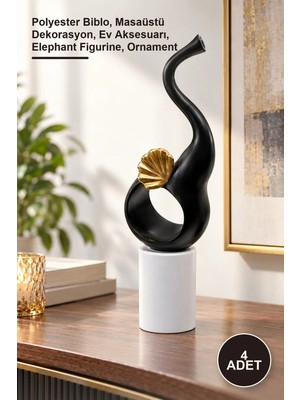 Yenilig 4 Adet Dekoratif Fil Figürü – Polyester Biblo, Masaüstü Dekorasyon, Ev Aksesuarı, Elephant Figurine, Ornament