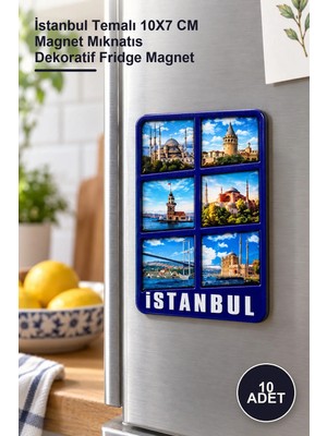 Yenilig 10 Adet Ahşap Buzdolabı Süsü – Istanbul Temalı 10X7 cm Magnet Mıknatıs Dekoratif Fridge Magnet