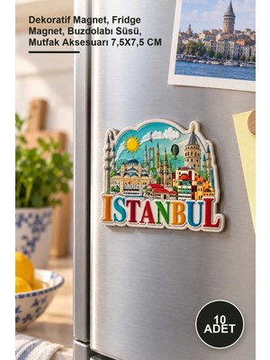 Yenilig 10 Adet Istanbul Temalı Silikon Buzdolabı Mıknatısı – Dekoratif Magnet, Fridge Magnet, Buzdolabı Süsü, Mutfak Aksesuarı 7,5x7,5 cm