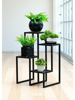 MSP Metal 4 Raflı Saksılık Katlı Dikey Saksı Standı Çiçeklik Bahçe ve Balkon Dekoru Garden
