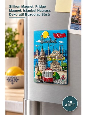 Yenilig 10 Adet Istanbul Temalı Silikon Buzdolabı Magneti – Silikon Magnet, Fridge Magnet, Istanbul Hatırası, Dekoratif Buzdolap Süsü