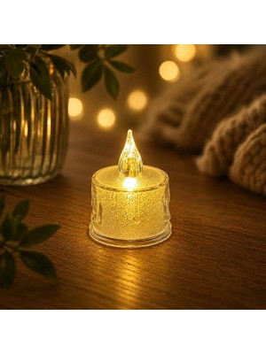 MSP 1 Adet Dekoratif Mum Sarı Işık – Alev Efektli Tealight Gece Lambası