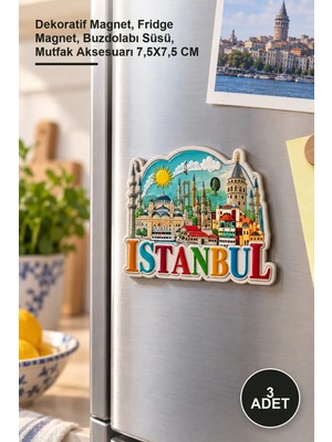 Yenilig 3 Adet Istanbul Temalı Silikon Buzdolabı Mıknatısı – Dekoratif Magnet, Fridge Magnet, Buzdolabı Süsü, Mutfak Aksesuarı 7,5x7,5 cm