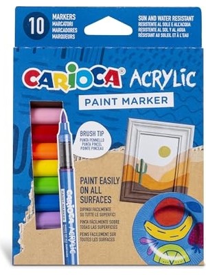 aklow akyoleticaret Akrilik Paint Marker, Su Bazlı, Fırça Uçlu, 10'lu
