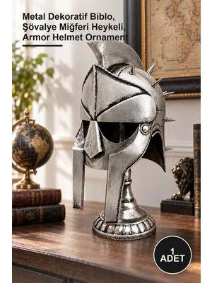 Yenilig 1 Adet Metal Şövalye Miğferi Biblosu – Metal Dekoratif Biblo, Şövalye Miğferi Heykeli, Armor Helmet Ornament