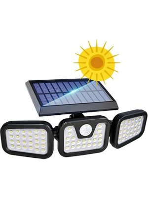 MSP Enerjili LED 3 Modlu 74 Ledli - Hareket Sensörlü 3 Panelli IP65 Su Geçirmez Dış Mekan Aydınlatma
