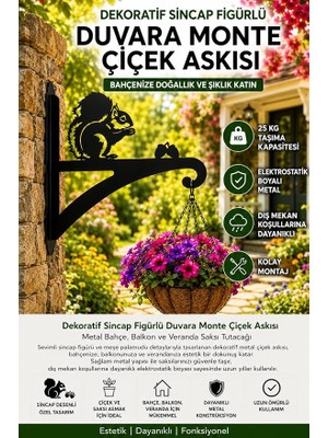 MSP Sincap Figürlü Duvara Monte Çiçek Askısı Lazer Kesim Metal Bahçe Balkon Saksı Askılığı
