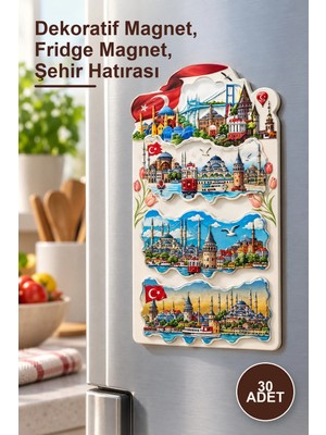 Yenilig 30 Adet Istanbul Temalı Silikon Buzdolabı Süsü Magnet – Dekoratif Magnet, Fridge Magnet, Şehir Hatırası