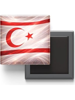 aklow akyoleticaret Kuzey Kıbrıs; Abstract Efektli Bayrak, Baskılı Kare Buzdolap Magneti