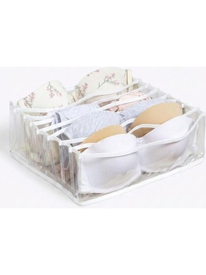 Happy Trend Home 8 Bölmeli Sütyen Organizeri Şeffaf Akordiyon Düzenleyici, Çekmece Içi Sütyen Organizer Dolap Içi Iç Çamaşırı Düzenleyici, Gardırop Çekmece Düzeni Sütyen Saklama Organizer