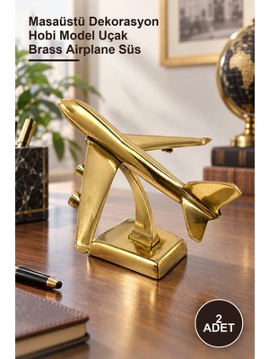 Yenilig 2 Adet Dekoratif Pirinç Yolcu Uçağı Maketi – Masaüstü Dekorasyon Hobi Model Uçak Brass Airplane Süs