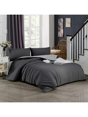 Happy Trend Parker Tek Kişilik Nenanresim Takımı-Kolay Ütü 120X200 Gri Lastikli Çarşafçift Yönlü Yorgan Kılıfıyastık Kılıfı Antrasit, Ely Parker, Antrasit-Gri