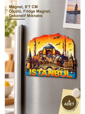 Yenilig 4 Adet Istanbul Temalı Silikon Buzdolabı Süsü – Magnet, 8*7 cm Ölçülü, Fridge Magnet, Dekoratif Mıknatıs