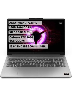 MSP Loq Essential 15ARP10 Amd Ryzen 7 7735HS 16GB 512GB RTX3050 15.6 Freedos Gaming Laptop