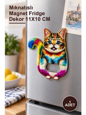 Yenilig 1 Adet Kedi Tasarımlı Istanbul Temalı Buzdolabı Süsü – Mıknatıslı Magnet Fridge Dekor 11X10 cm