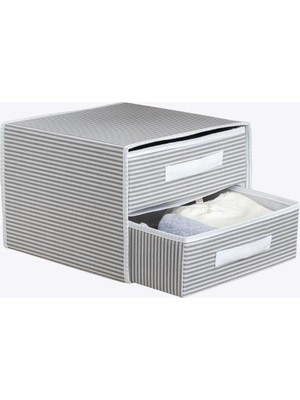 Happy Trend Home Dolap Içi Kumaş Kaplamalı Mini Çekmece Organizer, Çekmeceli Dolap Içi Düzenleyici, Iç Çamaşırı Çorap Tekstil Organizer Kutusu (2 Çekmeceli)