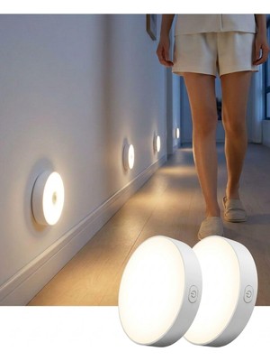 Happy Trend Akıllı Sensörlü ve USB Şarjlı LED Lamba, 3 Renk Modlu Kablosuz Dolap Içi Aydınlatma - 2 Adet