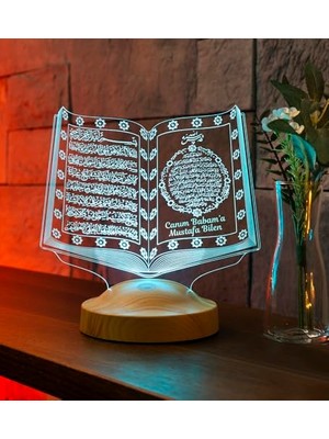 aklow akyoleticaret Babaya Dini Hediye, Babalar Günü Hediyesi, Kuran-I Kerim, Dedeye Islami Doğum Günü Hediyesi, Kişiye Özel 3D Lamba, Manevi Hatıra