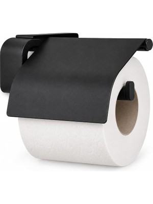 MSP Banyo F1 Model Lüx Paslanmaz Siyah Kapaklı Tuvalet Kağıdı Askısı, Montajlı Metal Wc Kağıtlık, Mat Siyah Banyo Aksesuarı, Duvara Vidalı Tuvalet Kağıdı Tutucu, 5 Yıl Garantili