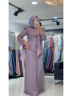 Perfect Mega Store New Elegans Kolları Kurdele Detaylı Abiye ELBISE-2383