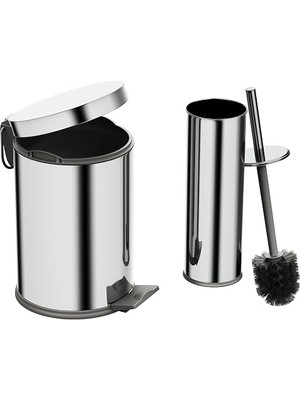 MSP Bagno Basic Set - Klozet Fırçası + Çöp Kovası 3 L, 2 Parça, Parlak Krom Paslanmaz | 35.99.89.01.01