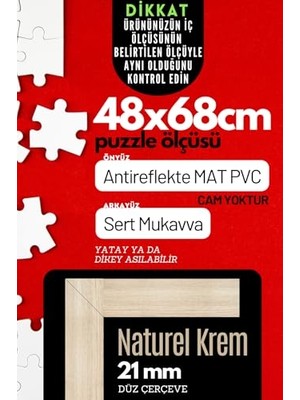 aklow akyoleticaret 21LIK Puzzle Poster Resim Çerçevesi Pvcli Postersiz Resimsiz Çerçeve (Naturel Krem, 48X68)