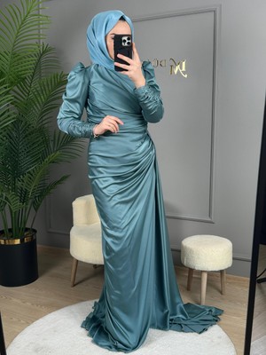 Perfect Mega Store New Elegans Drape Detaylı Abiye ELBISE-2305